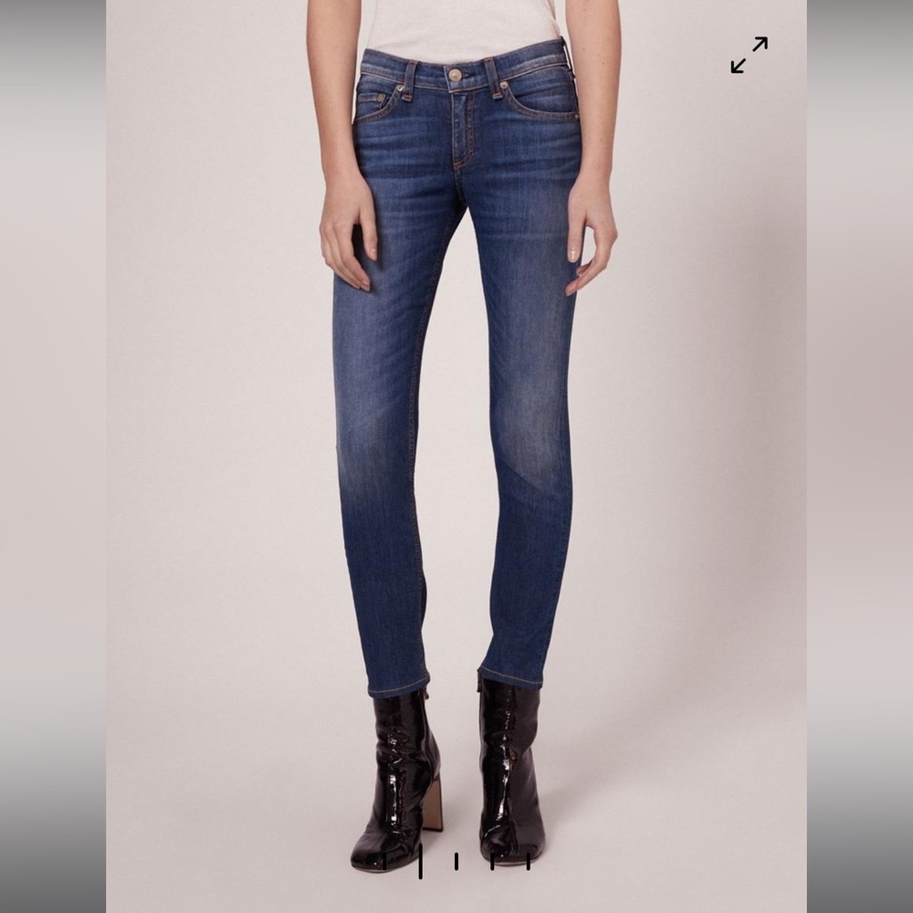 Rag & Bone Mid Rise Washed Blue Skinny Capri W1526K122RAE • size 24